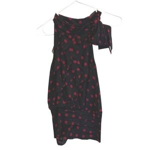 White House Black Market Top XS Black Red Polka‎ Dot One Shoulder Sleeveless
